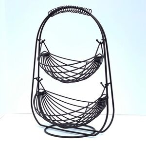 2-Tiered Metal Countertop Fruit and Vegetable Hammock Stand